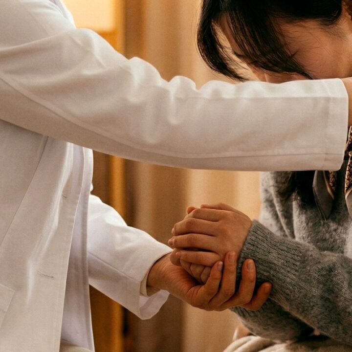 인천 조기폐경증상 – 어깨를 감싸며 손을 맞잡는 상담