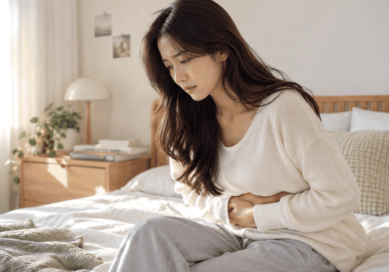 대전난소낭종 – 난소에 낭종이 생긴 모습을 보여주는 해부 모형