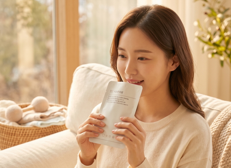 용산 출산후보약 — 한약 파우치를 든 여성