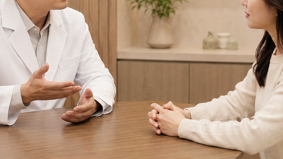 분당 난임 – 난임을 상담하는 자윤한의원 원장과 환자