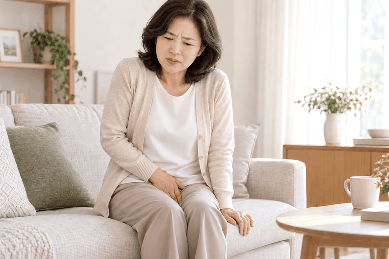 분당 질건조증 – 골반 부위 불편감으로 힘들어하는 중년 여성
